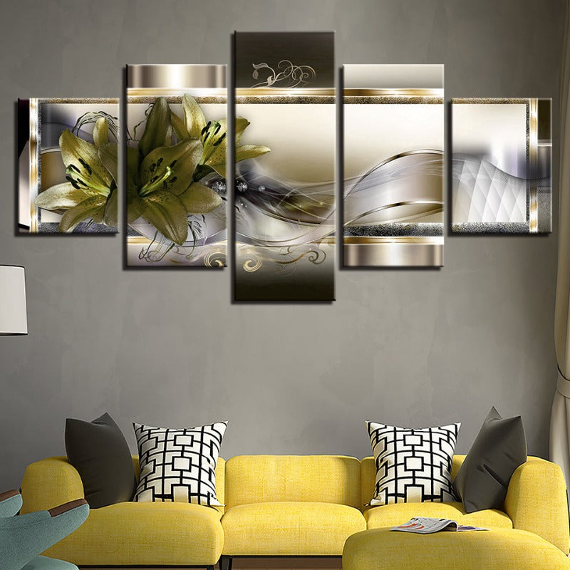 Stunning 5-Panel Floral Canvas Art for Elegant Spaces