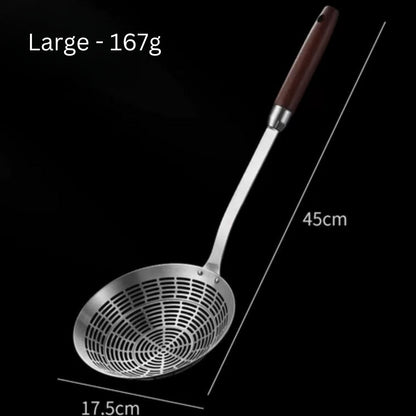 Wooden Handle Ladle with Stainless Steel Strainer