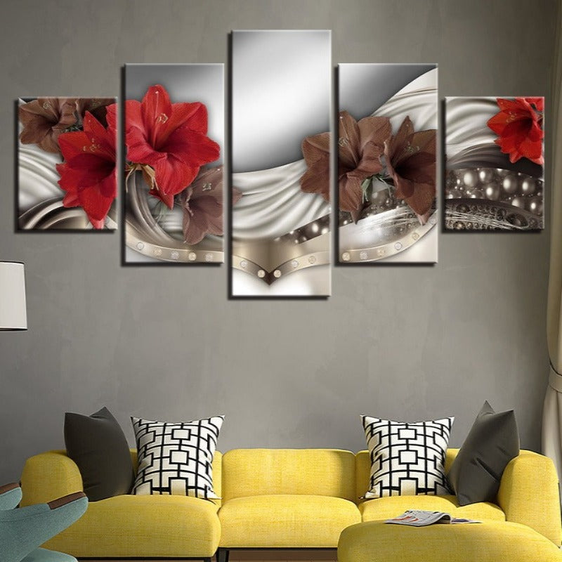 Stunning 5-Piece Canvas Art Set Featuring Hibiscus Blooms