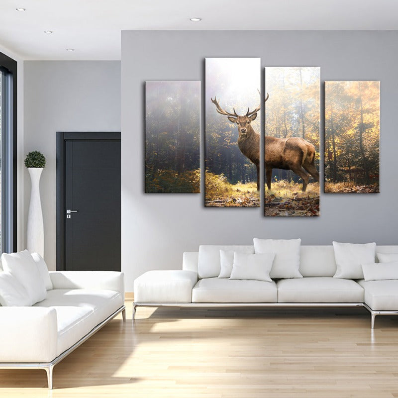 Serene Forest Majesty: 4-Piece Canvas Wall Art Set