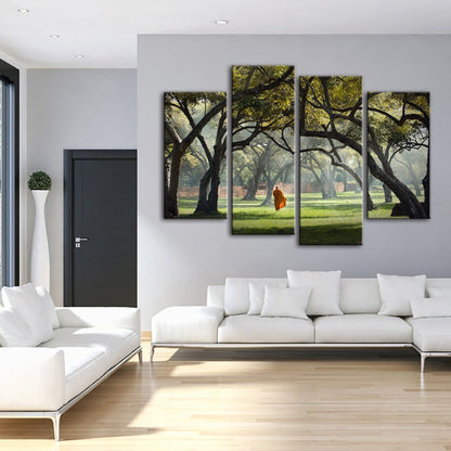Serene Monk Journey - 4-Piece Canvas Art Set