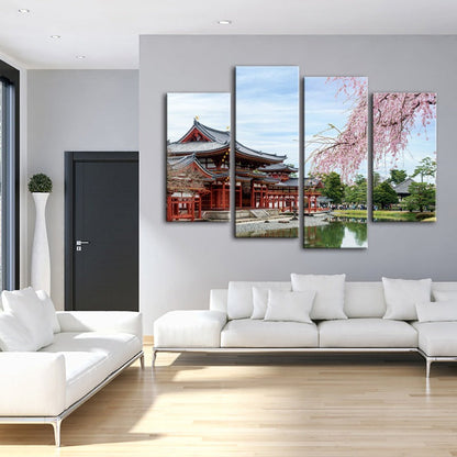 Set of 4 Elegant Sakura Blossom Canvas Art for Your Home