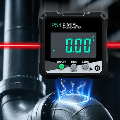 Precision Angle Finder with Laser & Magnetic Base | ±0.2° Accuracy | Rotating LCD Display | USB-C Rechargeable | IP54 Rated