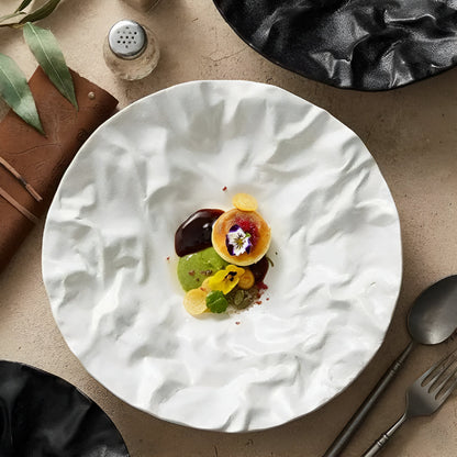 Elegant Crinkle Design Ceramic Dining Plate