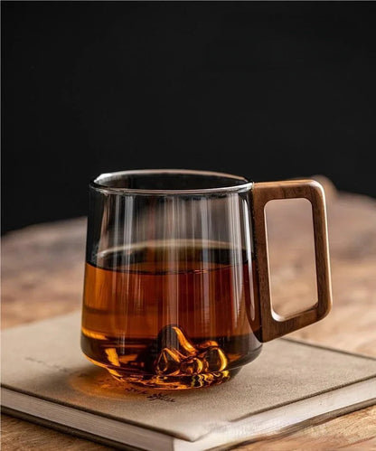 Stylish Large Mug with Wooden Handle for Hot and Cold Beverages
