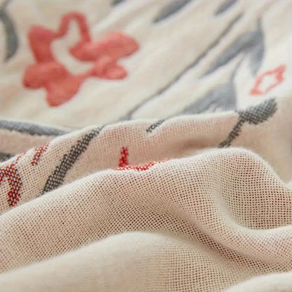 Chic Floral Reversible Cotton Throw for All Seasons