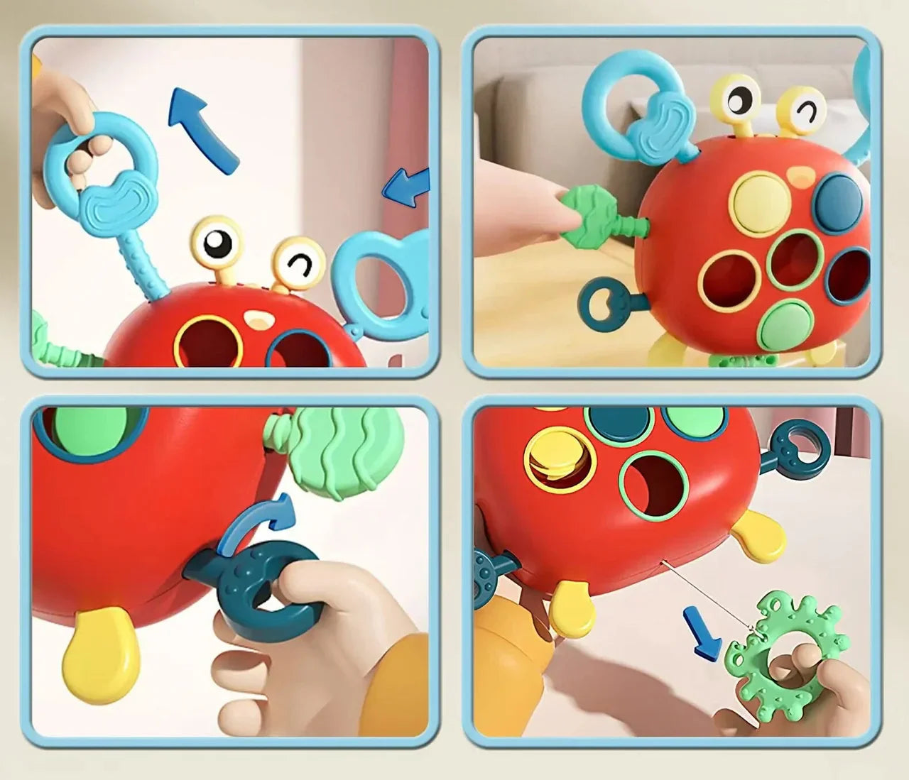 Colorful Crab Pull Toy for Infants - Montessori Inspired Fun