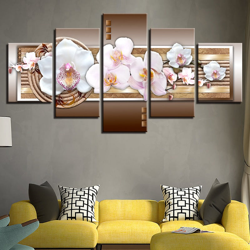 Stunning 5-Piece Canvas Art with Metallic Floral Design