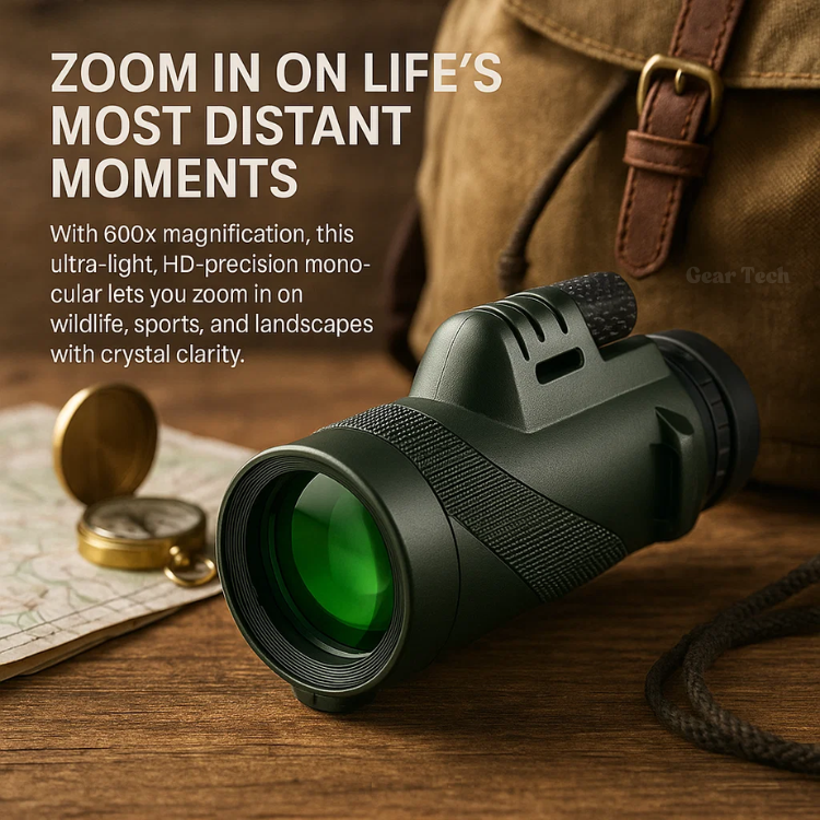 Compact Ultra-Zoom 600x Monocular – Lightweight HD Lens for Hiking, Birdwatching, Sports