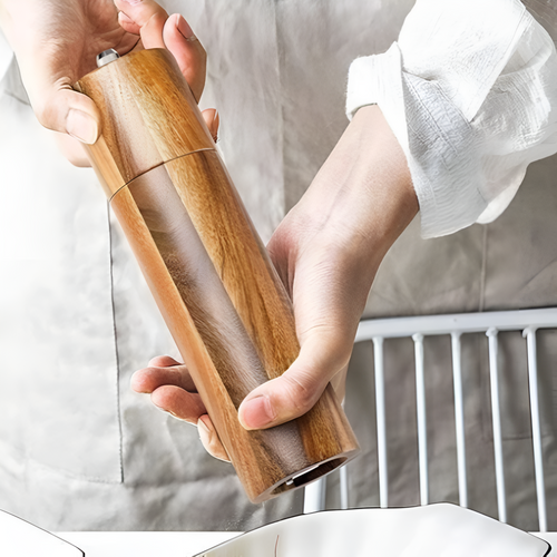 Elegant Acacia Wood Spice Mills for Flavorful Cooking