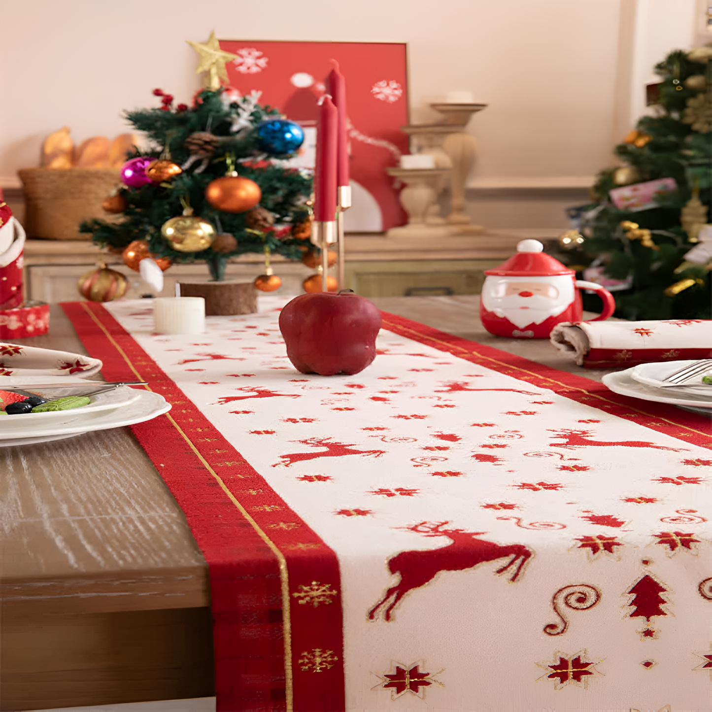 Elegant Holiday Table Runner with Chic Tassels