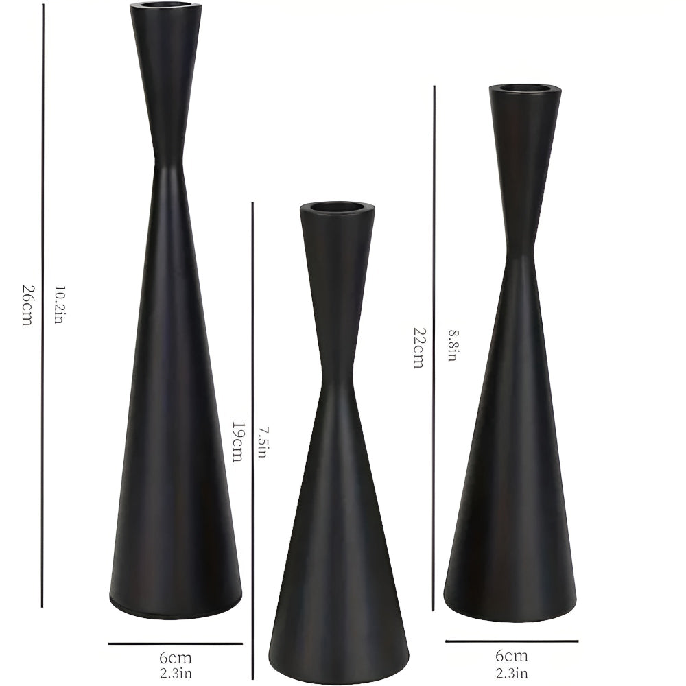 Set of 3 Elegant Waist Design Iron Candle Holders