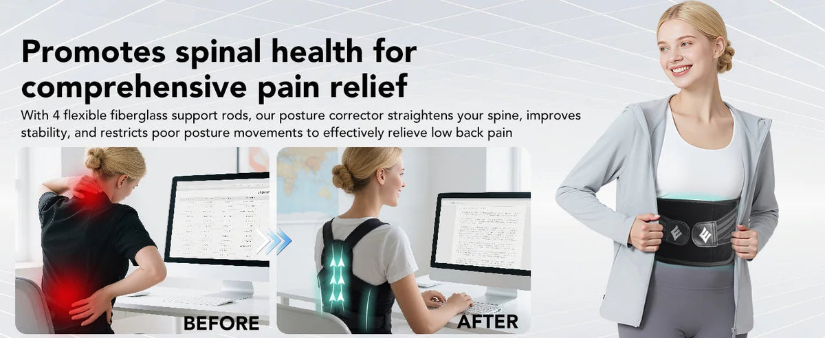 Adjustable Back Support Brace for Spine Alignment, Posture Correction & Pain Relief