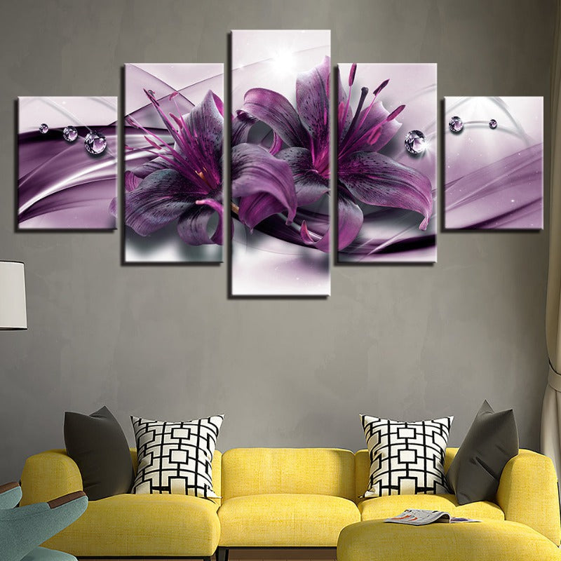 Vibrant Floral Canvas Art Set - 5 Piece Collection