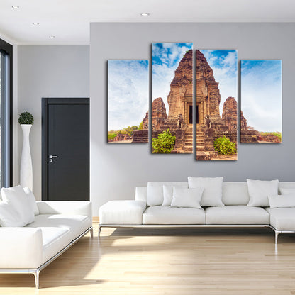 4-Piece Canvas Wall Art Set - Ancient Temple Design