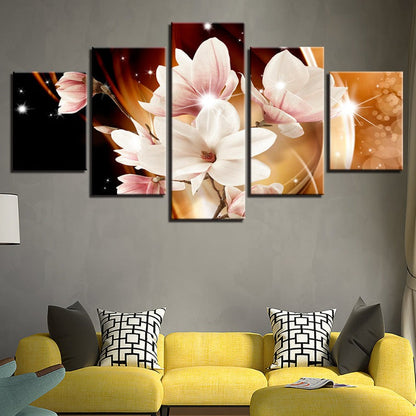 Vibrant Floral Canvas Art Set - 5 Piece Wall Décor