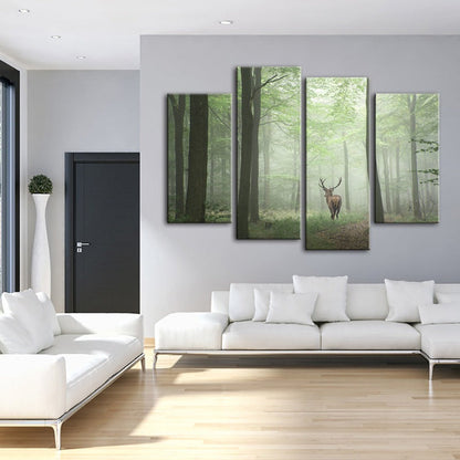 Enchanting Woodland Deer Canvas Art Set - 4 Piece Collection