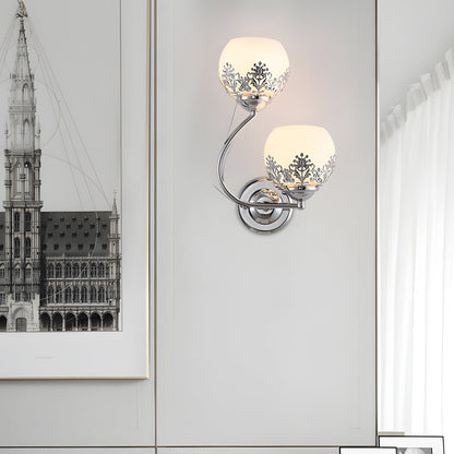 Simple European Style Wall Sconces with 2-Light Glass Flower Design
