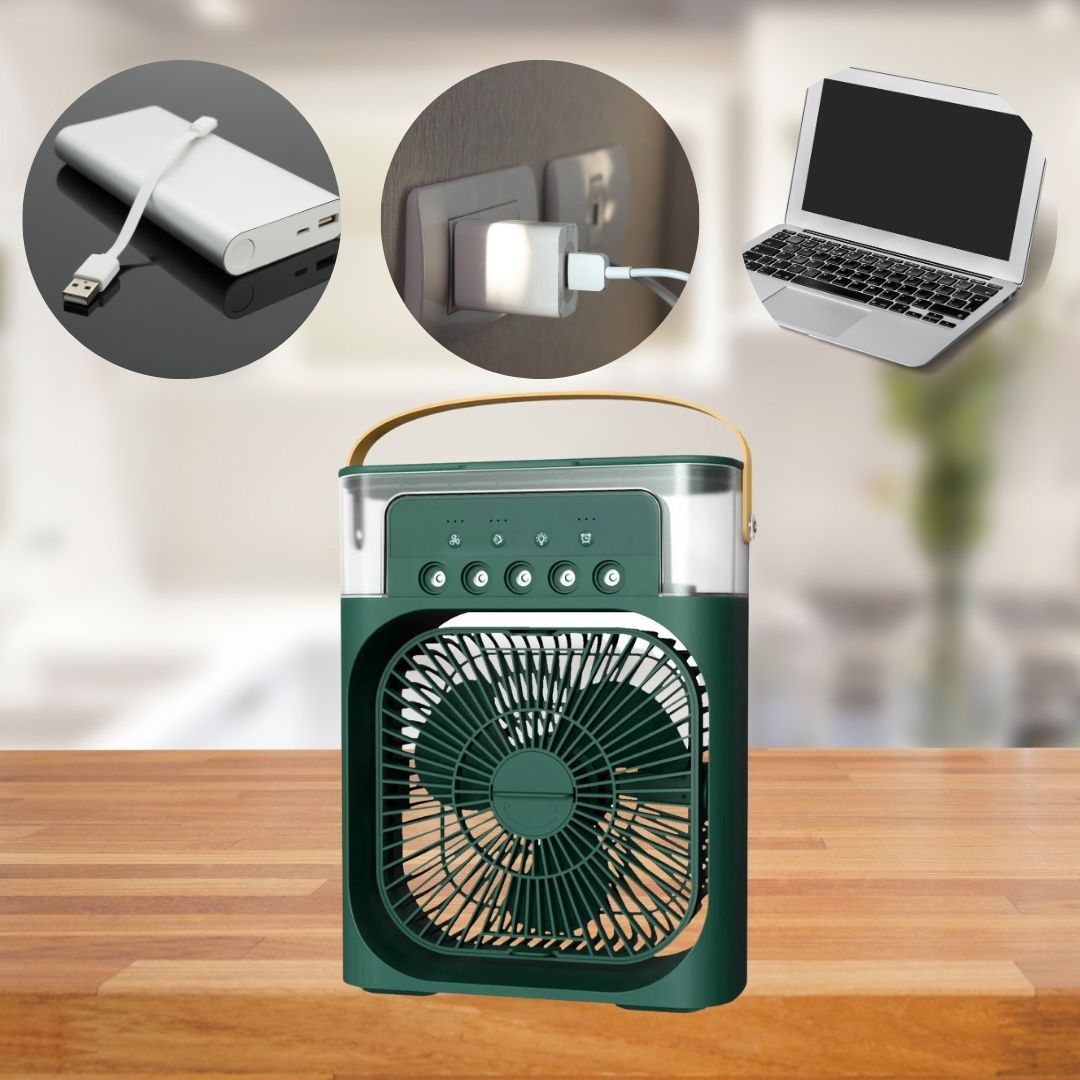 Portable 3-in-1 Air Cooler and Humidifier with Adjustable Fan Speeds