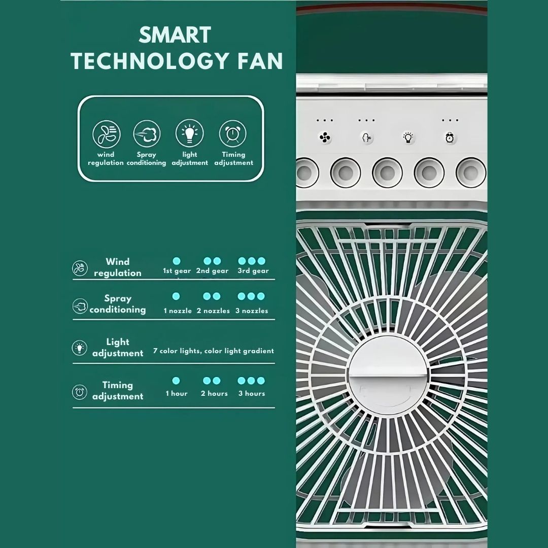 Portable 3-in-1 Air Cooler and Humidifier with Adjustable Fan Speeds
