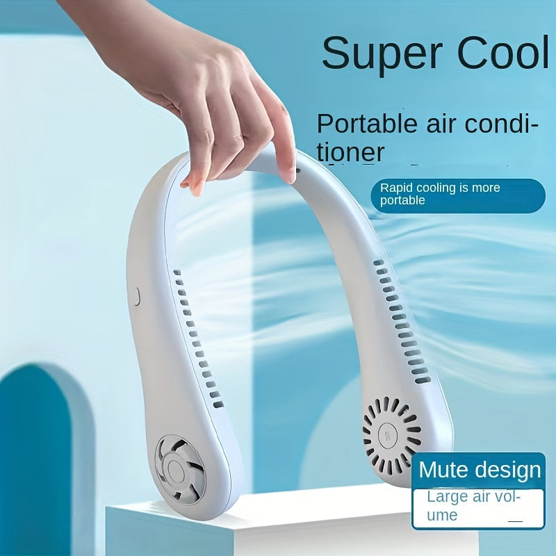 Rechargeable Neck Fan - Hands-Free, Leafless, USB Powered - Ideal for Travel and Office
