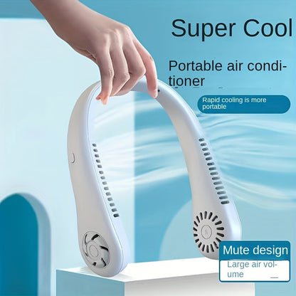 Rechargeable Neck Fan - Hands-Free, Leafless, USB Powered - Ideal for Travel and Office