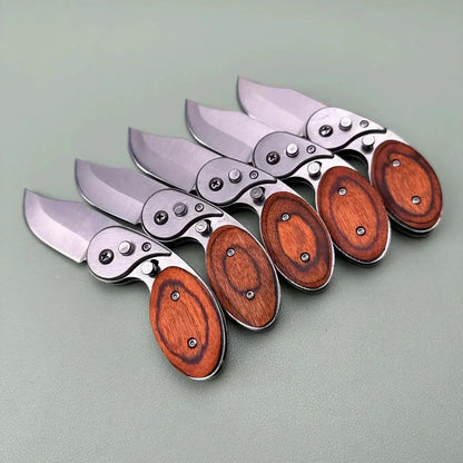 Compact Folding Knife with Wooden Handle | EDC Tool for Outdoor and Daily Use