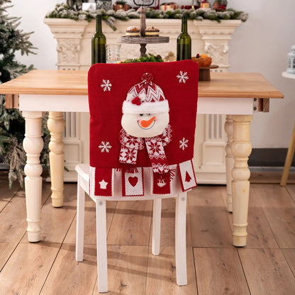 Christmas Chair Cover with Plush Santa Design – Festive Dining Room Decor