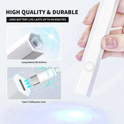 Portable LED UV Nail Lamp - Rechargeable & Fast-Drying - Compact Device with USB - Pink / White