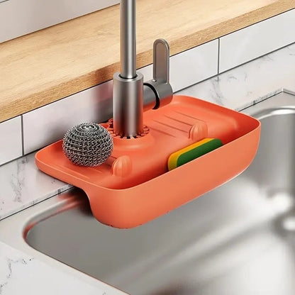 Silicone Dish Drying Mat with Splash Guard and Organizer | 27 × 14 × 5 cm