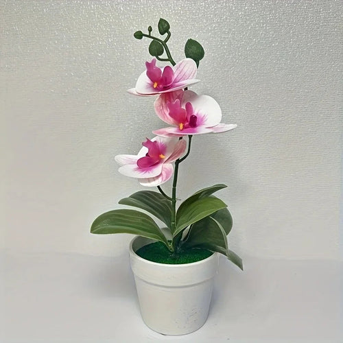 Artificial Orchid Bonsai | Realistic Flowers | Light-Resistant Table Decor for Living Room, Office & Entryway
