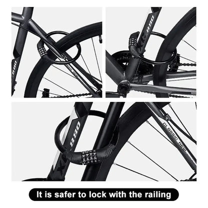 4-Piece Bicycle Cable Lock Set | 4-Digit Combination | Stainless Steel | 10.5–21 cm
