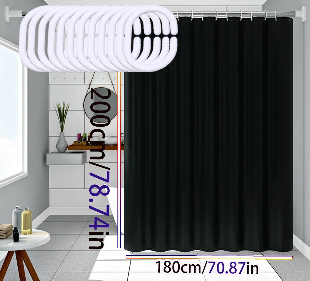 Waterproof Black Shower Curtain – Eco-Friendly Stylish Design