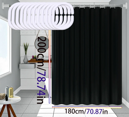 Waterproof Black Shower Curtain – Eco-Friendly Stylish Design