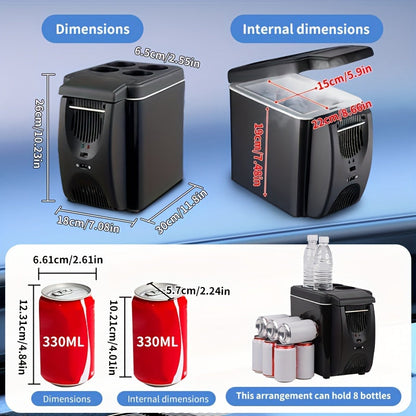6L Mini Portable Fridge for Cars – DC 12V Electric Cooler for Drinks, Seafood, and Fruits