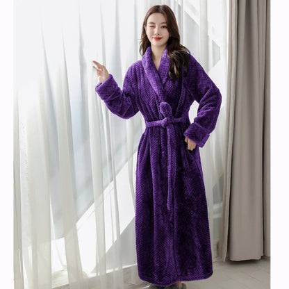 Long Bathrobe | Soft & Comfortable | With Shawl Collar & Belt