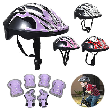Children's Helmet and Protective Gear Set | 7-Piece with Knee, Elbow, and Wrist Pads | Adjustable Fit | Shock Absorption | Great for Biking & Skating