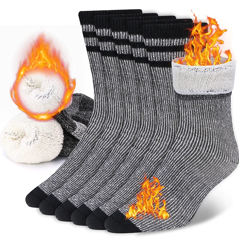3-Pack of Thick Warm Merino Wool Socks | Durable, Breathable | Great for Work, Hiking & Outdoor Use