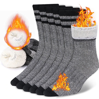 3-Pack of Thick Warm Merino Wool Socks | Durable, Breathable | Great for Work, Hiking & Outdoor Use