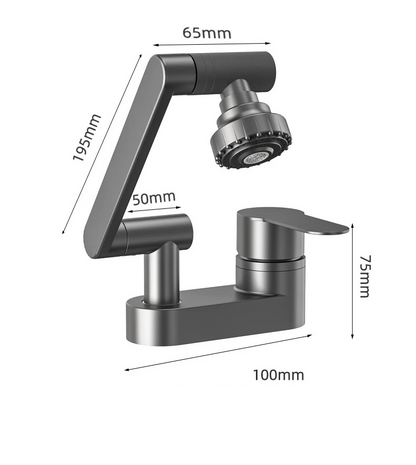 Two-Hole Basin Mixer Faucet with 360° Swivel for Hot and Cold Water