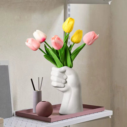 Ceramic Flower Vase with Artistic Hand Gesture Design
