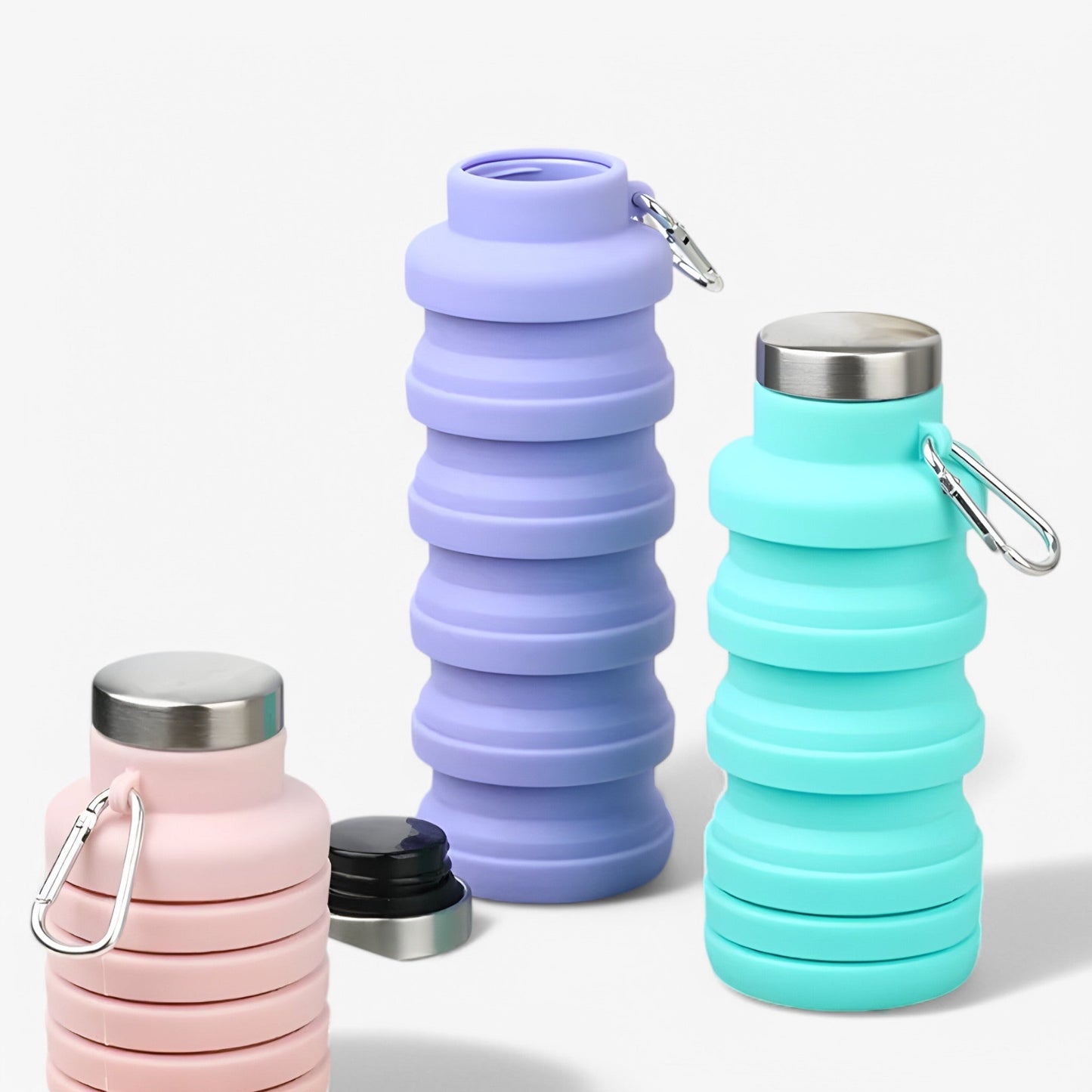 Collapsible Silicone Water Bottle - 500 ml - Black