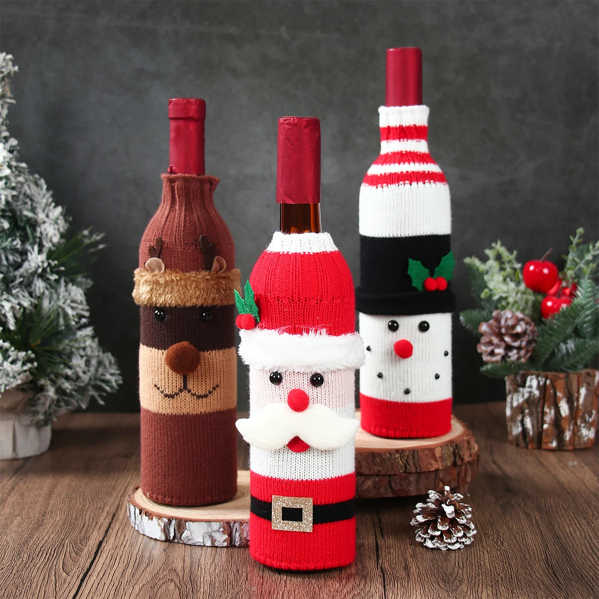 Wine Bottle Cover for Christmas Decoration 2025 | Fabric Sleeve for Wine and Champagne Bottles | Perfect Gift & Table Decor for Christmas & New Year 2026