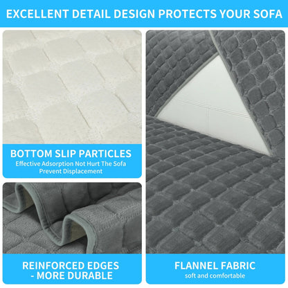 Plush Sofa Cover with Quilted Design – Non-Slip, Washable Protector for Couch & Sectional
