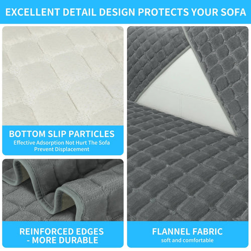 Plush Sofa Cover with Quilted Design – Non-Slip, Washable Protector for Couch & Sectional