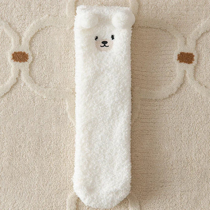 Warm Fuzzy Socks for Women | Soft & Plush | 3D Bear Print | Japanese-Korean Style