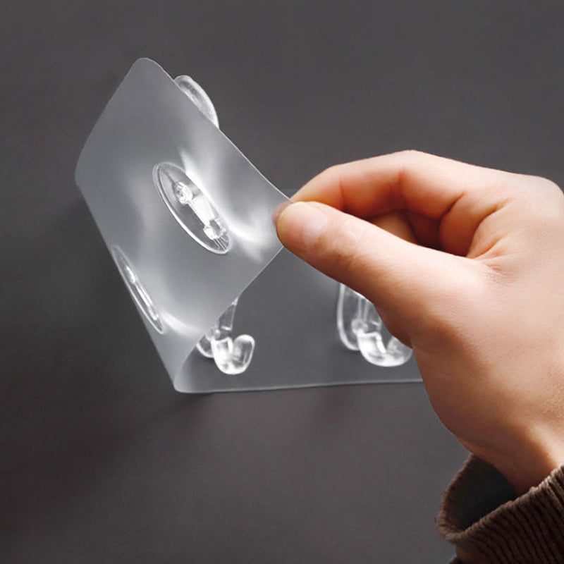 Versatile Adhesive Hooks - No Drill, Transparent Design