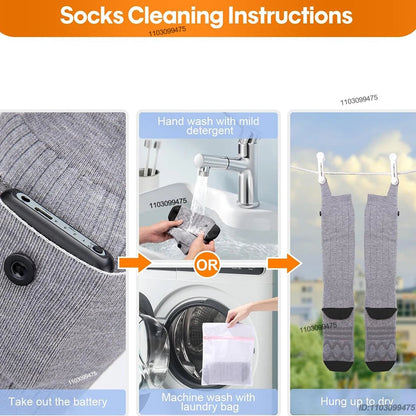 Heated Socks with Rechargeable 6000 mAh Battery | Up to 10 Hours Warmth | Unisex Thermal Socks for Outdoor, Skiing & Winter Use
