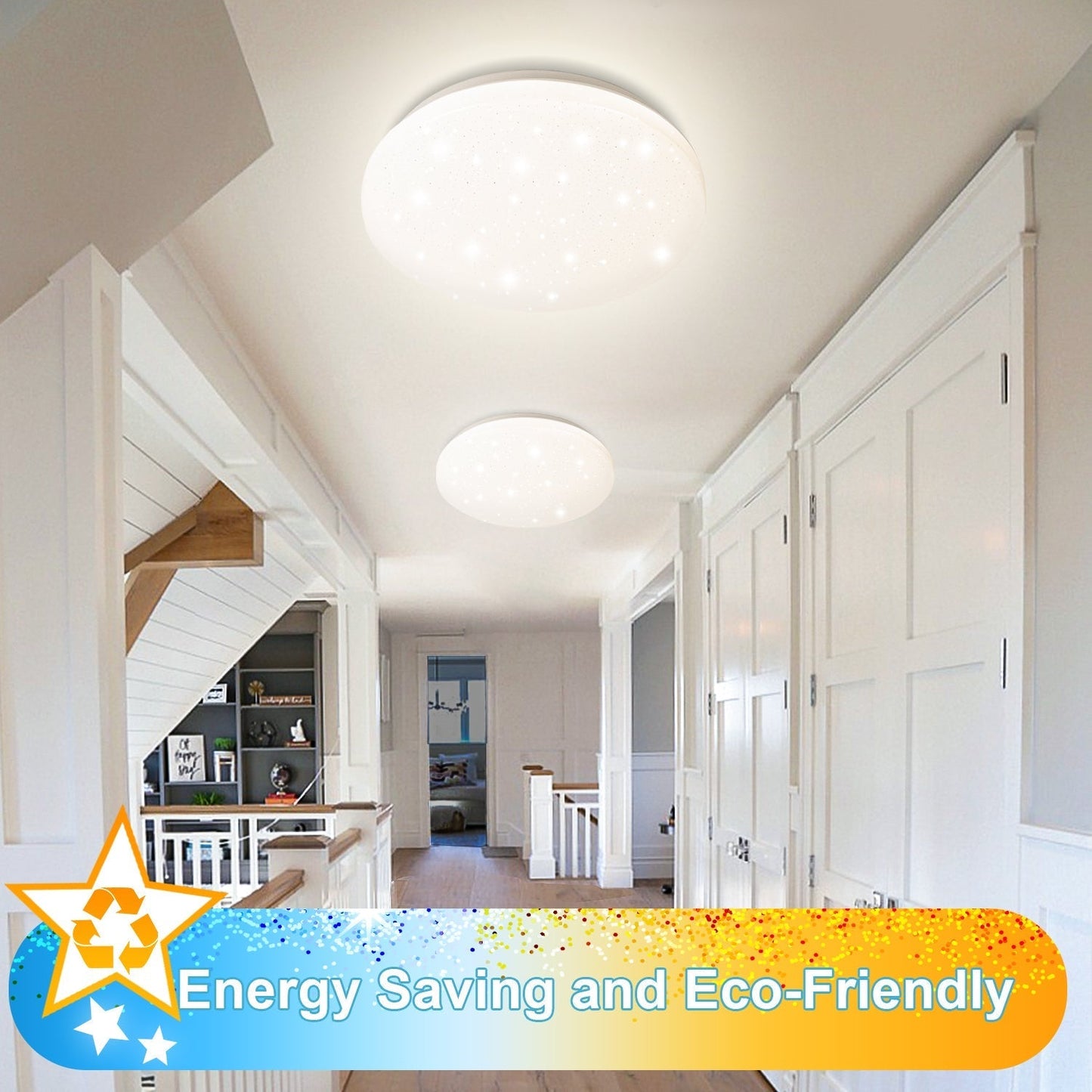 Dimmable 24W LED Ceiling Fixture with Starry Sky Design
