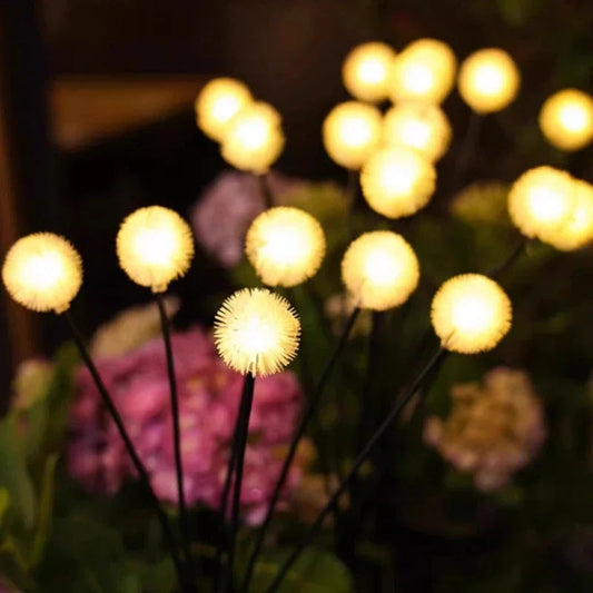 6-Flame LED Outdoor Lawn Lights - Solar Dandelion Design with Steady & Flash Modes for Garden Decoration